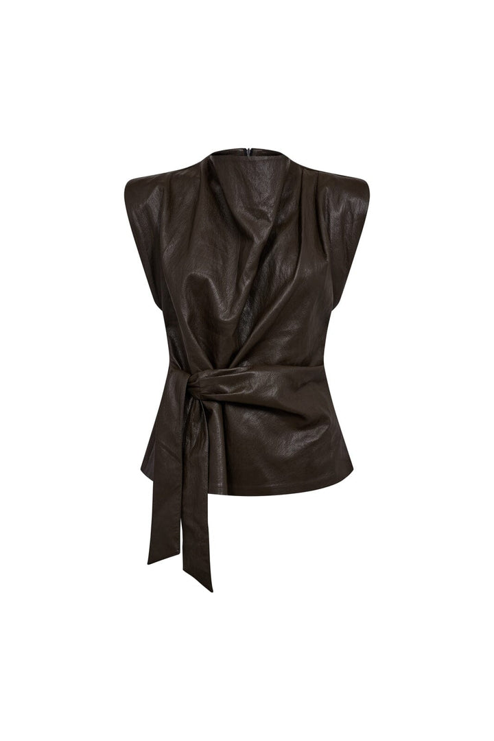 Co´Couture - Gittcc Pleat Top 35958 - 145 - Dark Brown