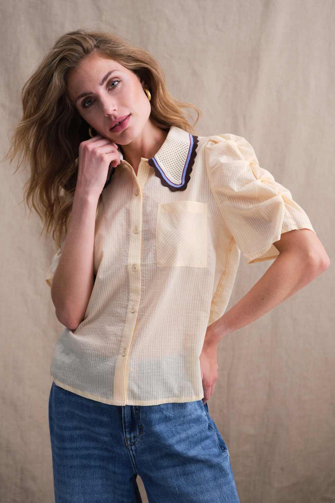 Gossia - Allygo Blouse G2811 - Soft Lemon Stripes Bluser 
