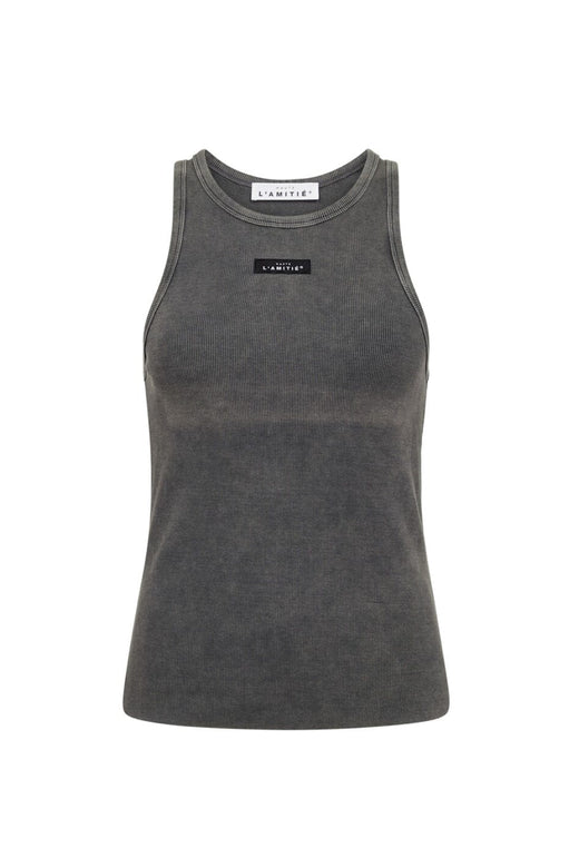 Haute L'Amitié - Acid Rib Badge Tank HL10510 - Black Acid Wash
