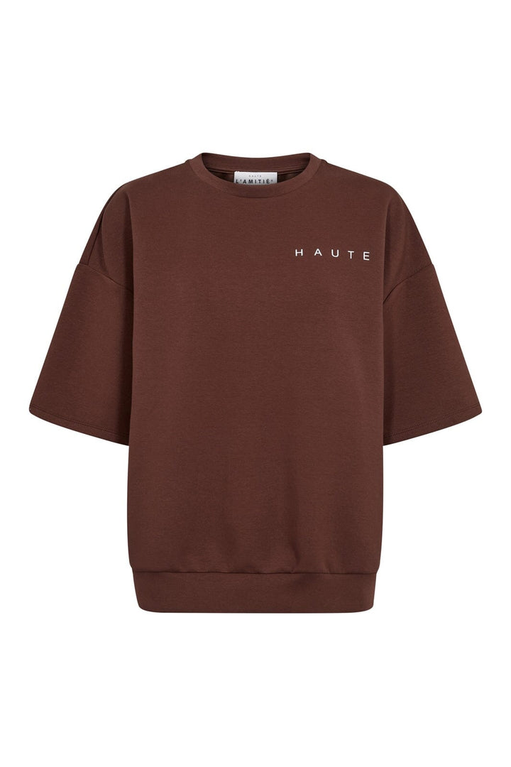 Haute L'Amitié - Maxi Split Ss Logo Sweat HL10461 - Mocca