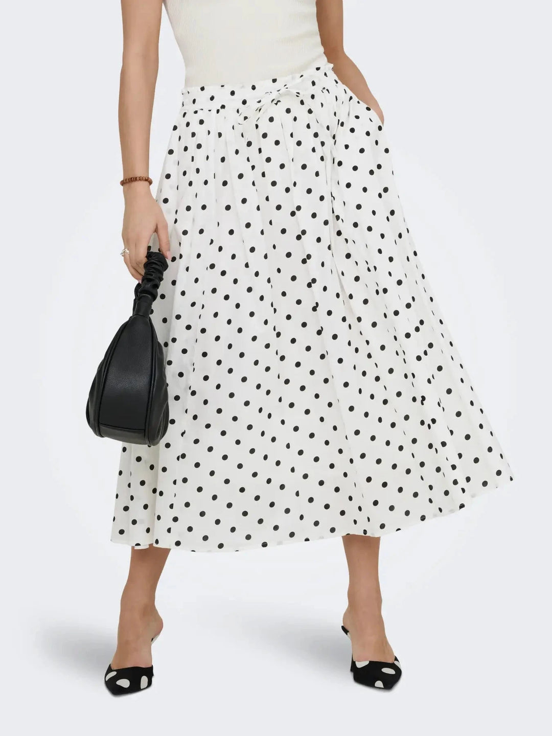 JDY - Jdydiego Maxi Skirt - 5040496 Cloud Dancer Black Dot Nederdele 