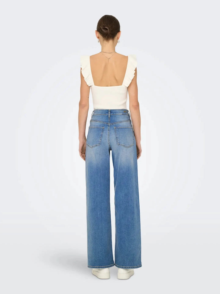 JDY - Jdyfelina-Fina Wide Med Blue - 4735461 Medium Blue Denim Jeans 