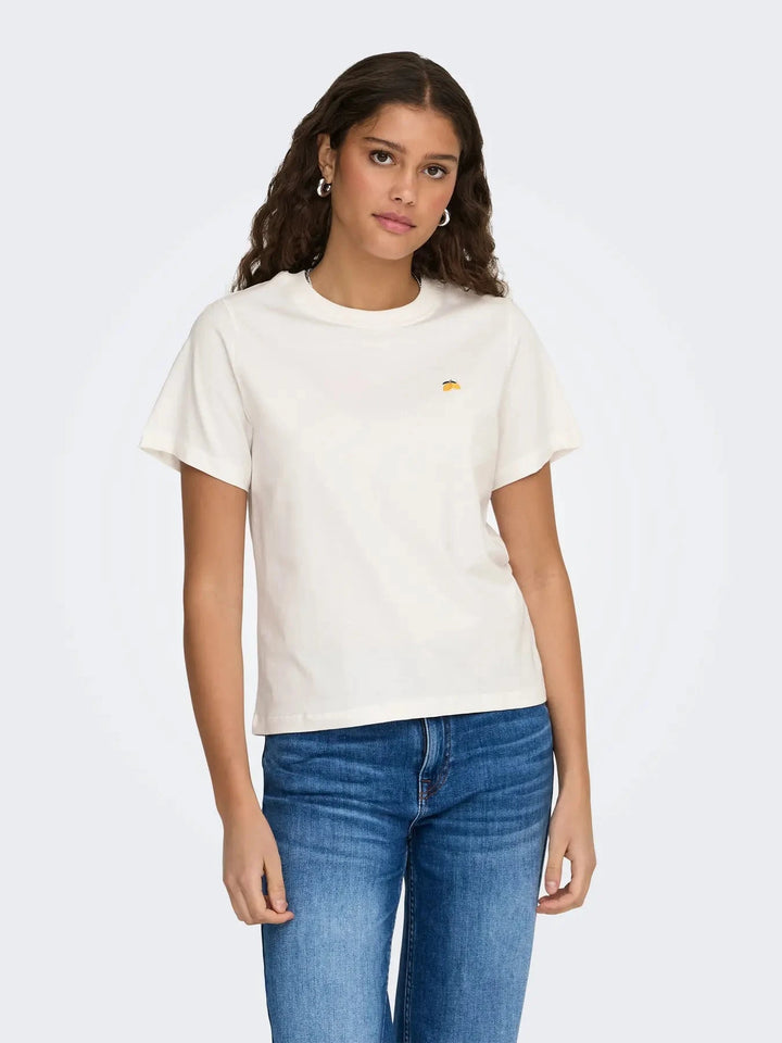 JDY - Jdypisa S/S Print Top - 4998330 Cloud Dancer Lemon T-shirts 
