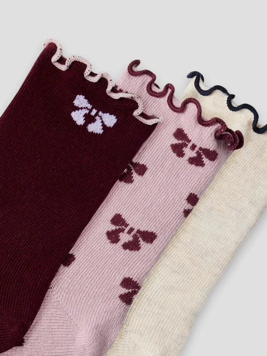 Name It - Nmfsilke Sock - 4893920 Keepsake Lilac Peyote Melange/Burgundy Strømper 