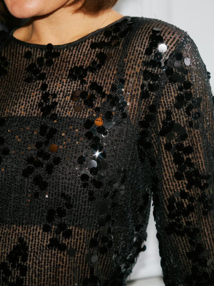 Neo Noir - Blake Sequins Blouse 167011 - 100 - Black Bluser 