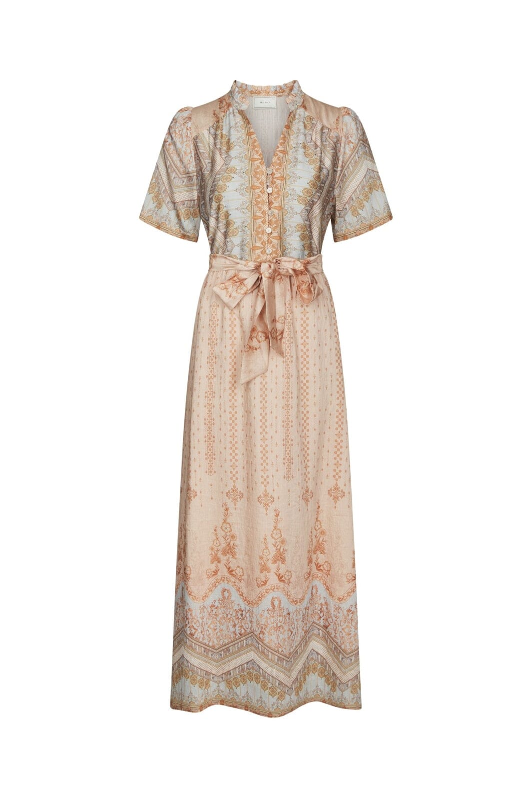 Neo Noir - Moviana Flower Border Dress 169030 - 618 - Flower Peach