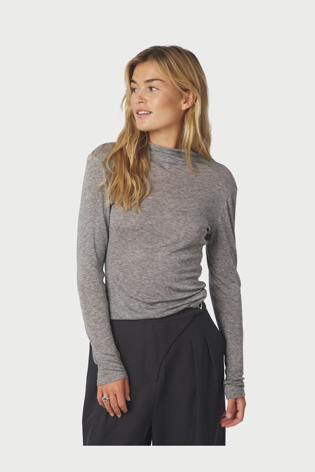 Neo Noir - Teddu Fine Rib Blouse 167164 - 136 - Antracit Melange
