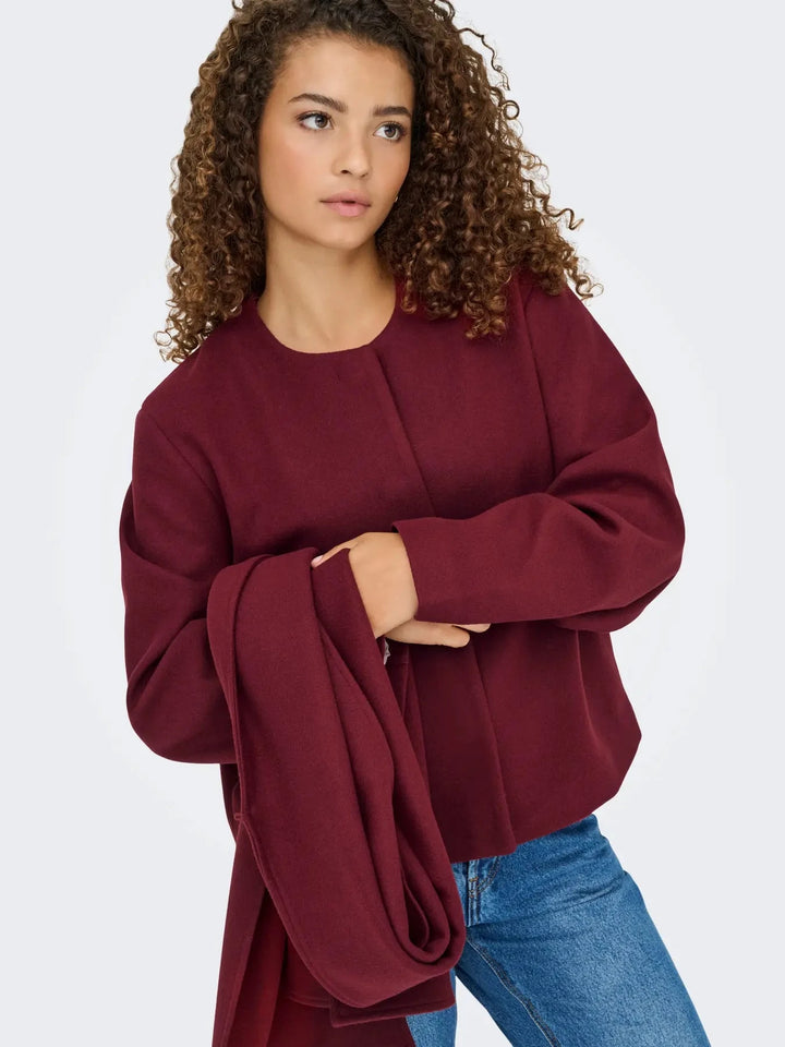 Only - Onlelba Life Scarf Jacket Cc - 4852333 Cabernet W.Rose Lining Frakker 