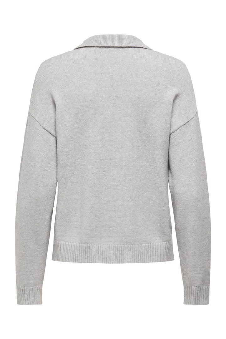 Only - Onllana Polo Ls Pullover Knt - 4845166 Light Grey Melange