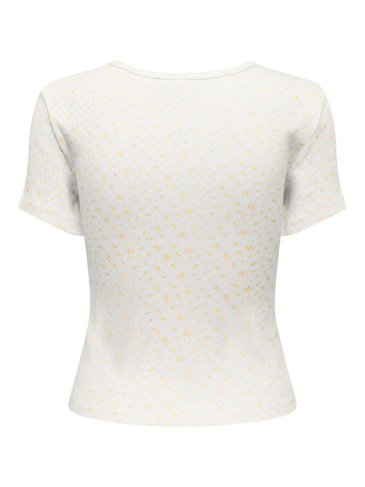 Only - Onlmadison S/S O-Neck Baby Tee - 5011786 Cloud Dancer Vivi Sunlight Toppe 