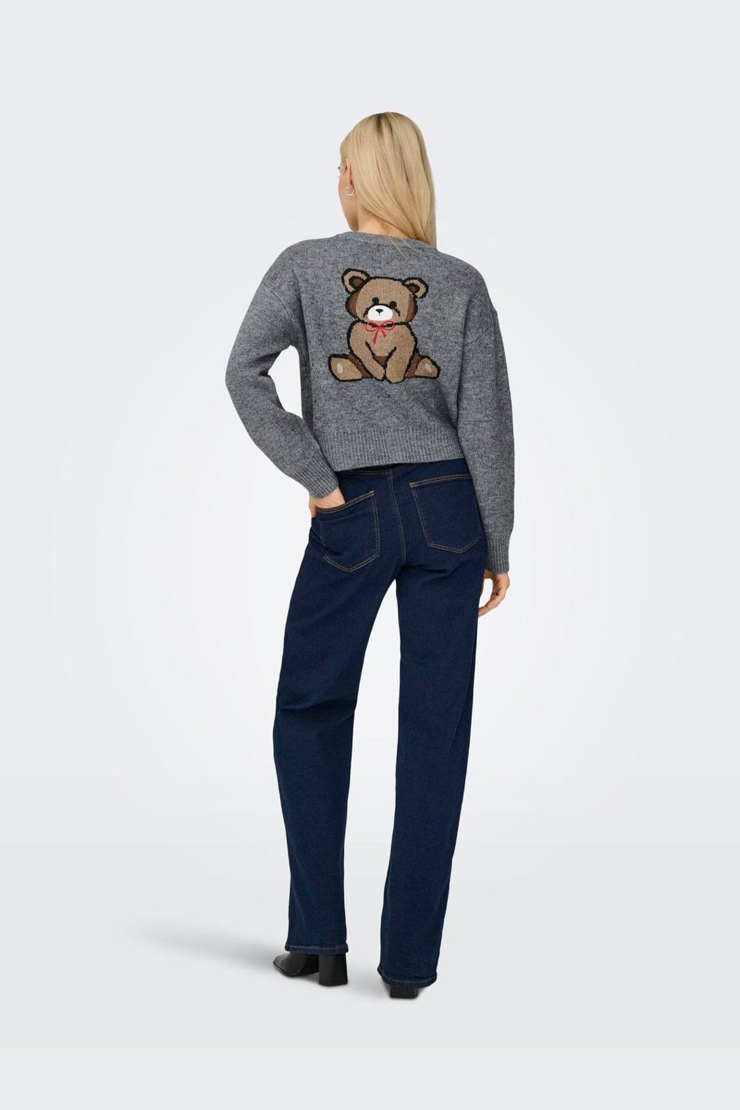 Only - Onlteddy Ls Cardigan Knt - 4882989 Medium Grey Melange Teddy
