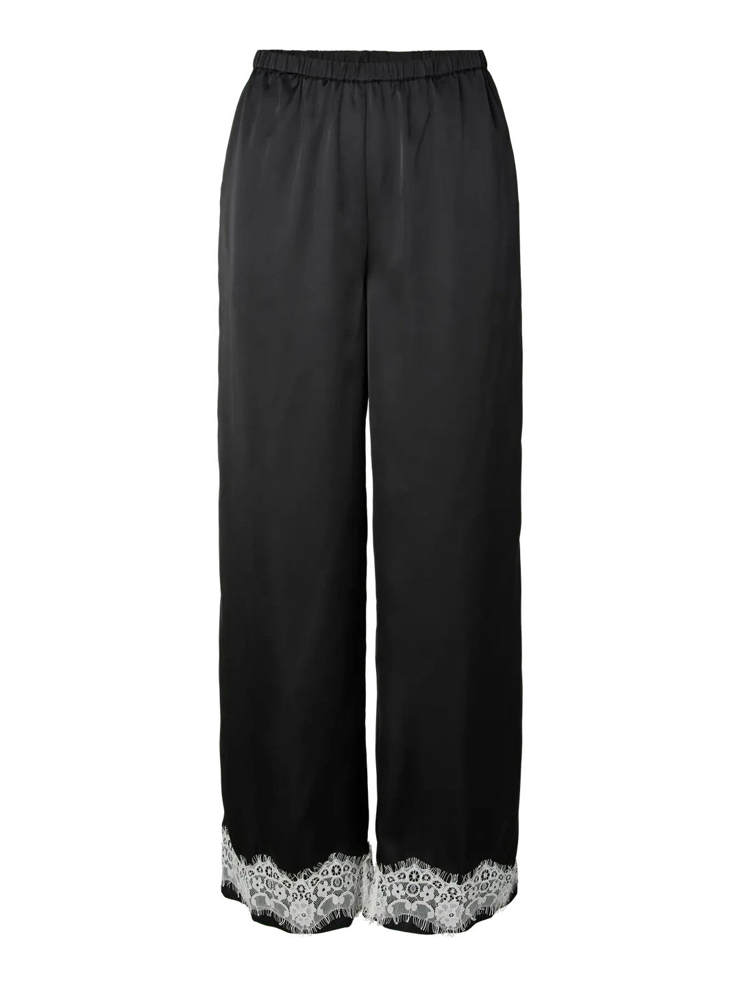 Pieces - Pcariel Wide Lace Pants Pp - 5093524 Black White Lace Bukser 
