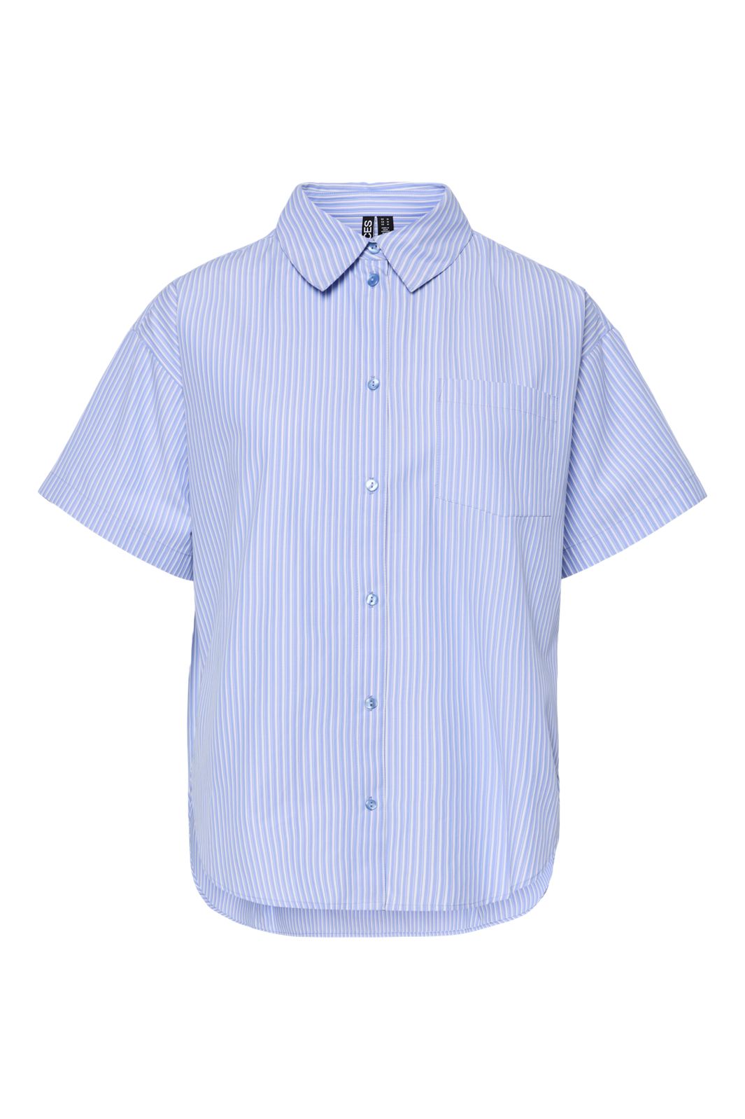 Pieces - Pcfemme Ss Loose Shirt - 4866443 Cornflower Blue Cloud Dancer
