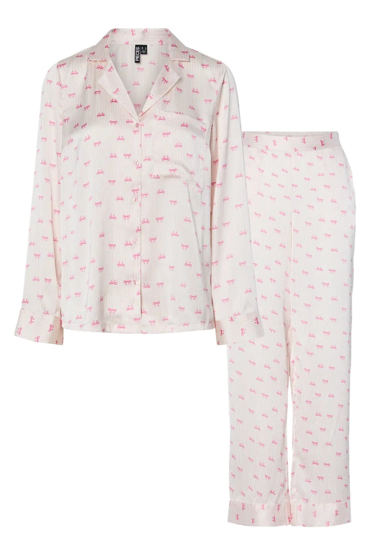 Pieces - Pcjytte Xmas Satin Night Set - 4832641 Pinkesque Bow Nattøj 