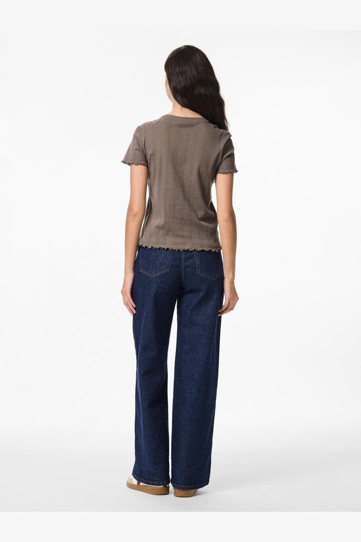 Pieces - Pcmarie Ss O-Neck Poin Top - 4803618 Morel