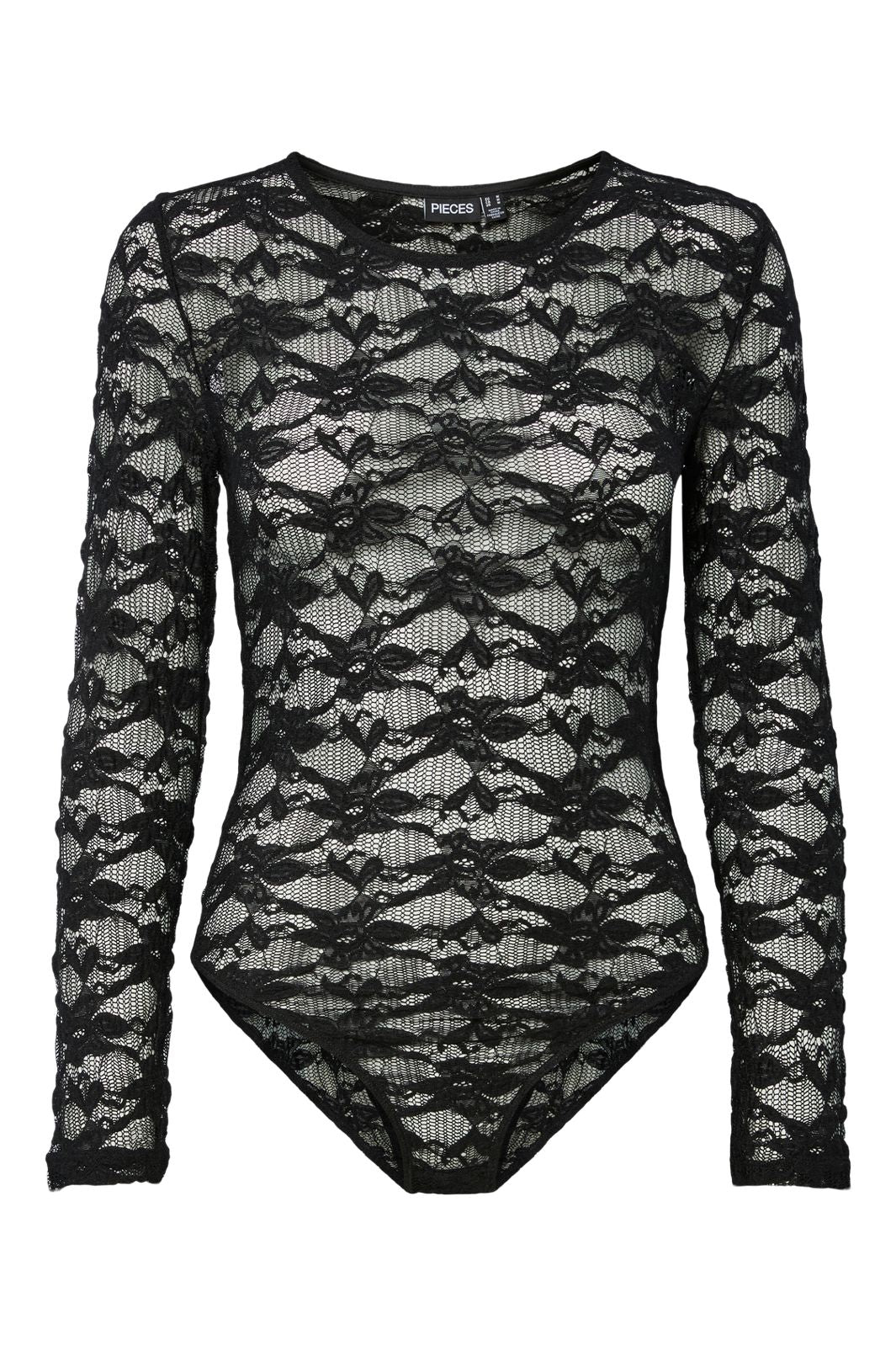 Pieces - Pcrillo Flower Lace Ls Bodystocking - 4871483 Black