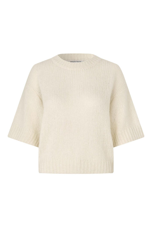 Second Female - Silia Knit SS O-Neck 60843 - 1015 Eggnog Strikbluser 