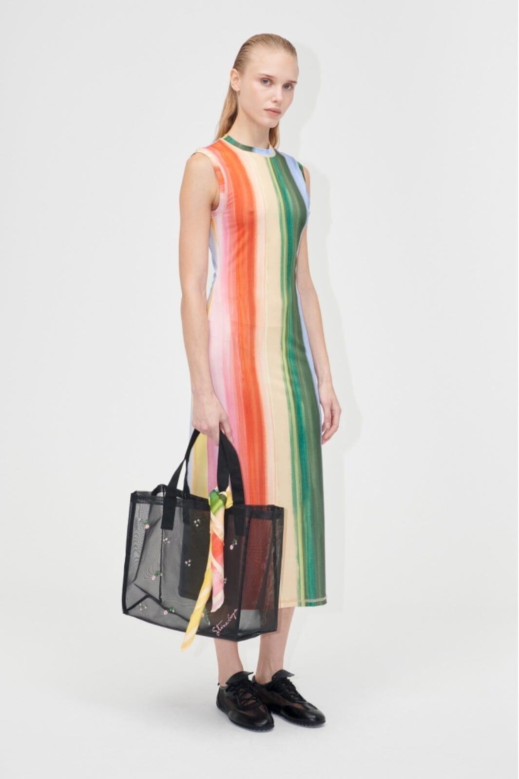 Stine Goya - 2244 Stocking Jersey, Elastic Tank Crewneck Dresssg-pf25-d104-2244 - Rainbow Hue