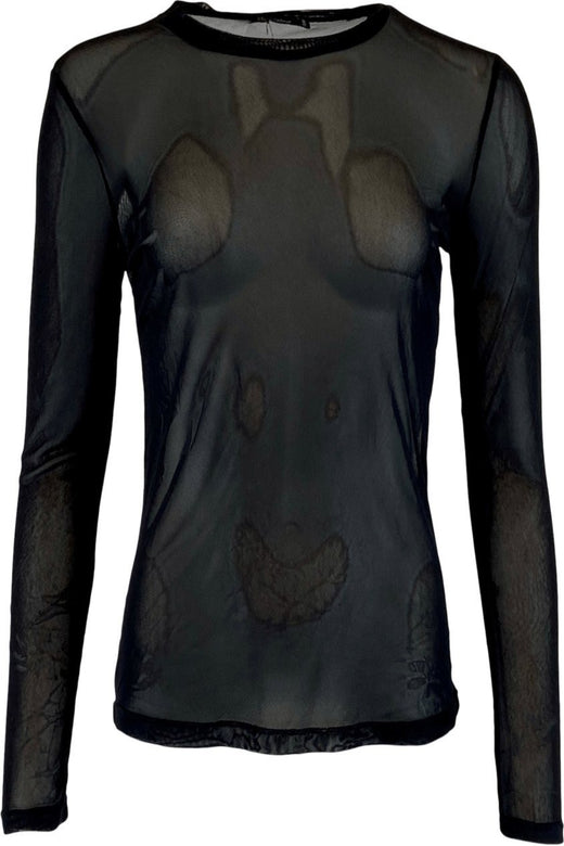 Black Colour - Annie Mesh Blouse - Black Bluser 