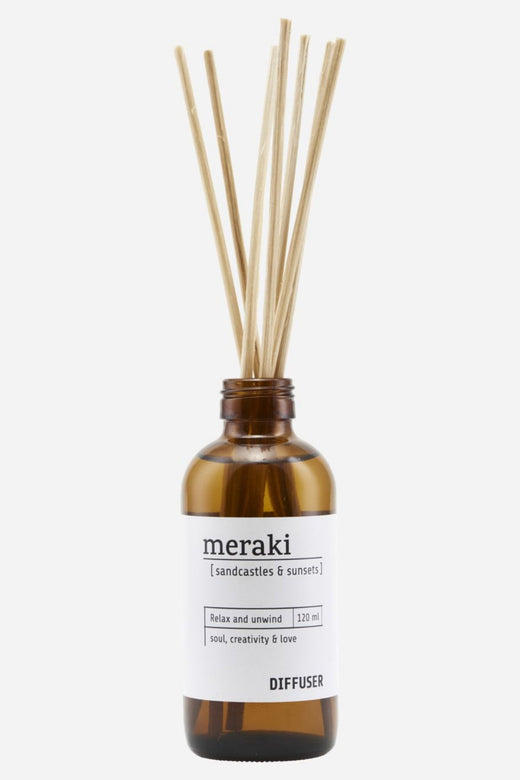 Meraki - Duftfrisker m. 7 pinde Sandcastles & Solnedgange - 120 ml Duftfrisker 